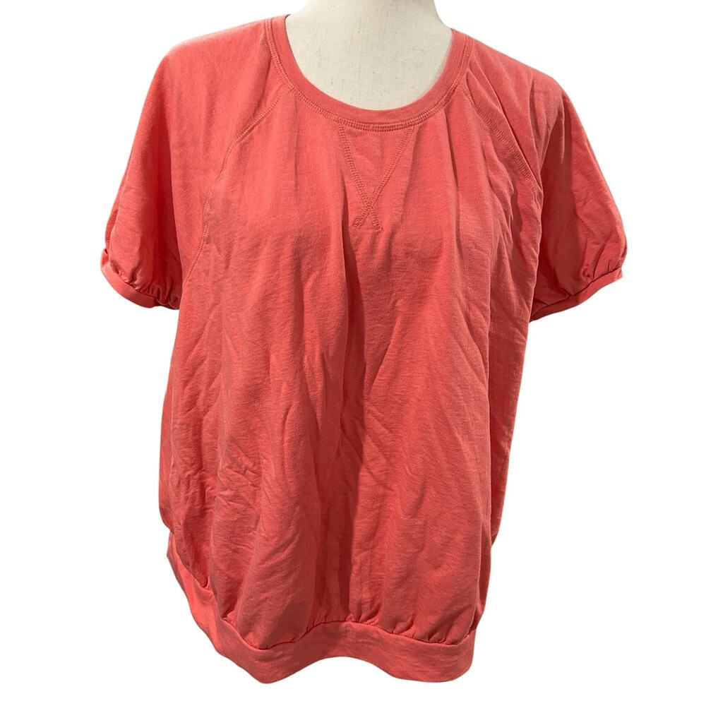 Lane Bryant Short Sleeve Round Neck Banded French Terry Coral Size 18-20 EUC